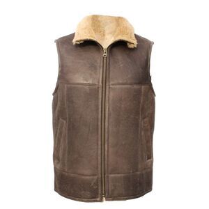 Eastern Counties Leather Mens Harvey Sheepskin Gilet / Chocolate Forest Distress